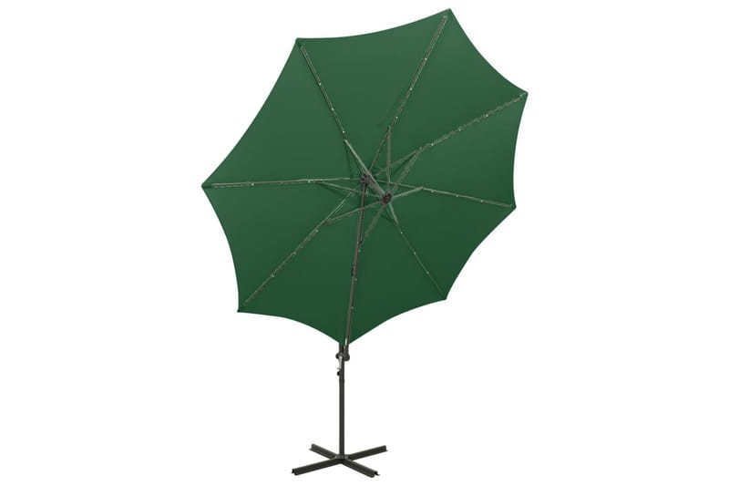 hængeparasol med stang + LED-lys 300 cm grøn - Grøn - Havemøbler - Solafskærmning - Parasoller