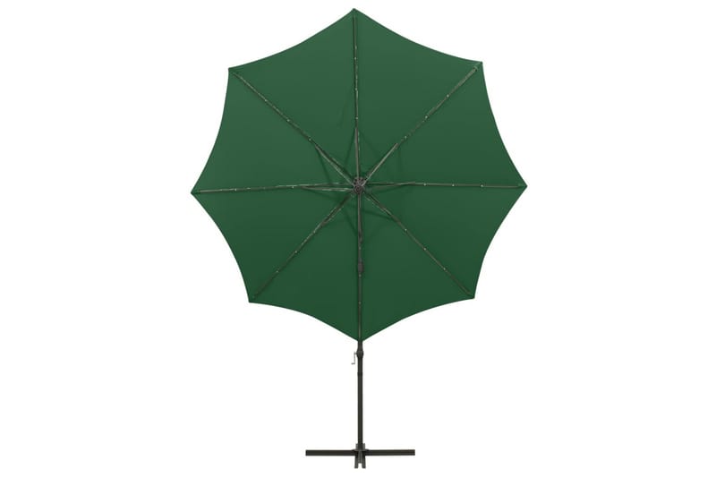 hængeparasol med stang + LED-lys 300 cm grøn - Grøn - Havemøbler - Solafskærmning - Parasoller