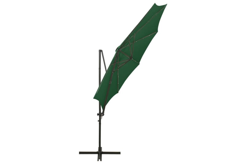 hængeparasol med stang + LED-lys 300 cm grøn - Grøn - Havemøbler - Solafskærmning - Parasoller