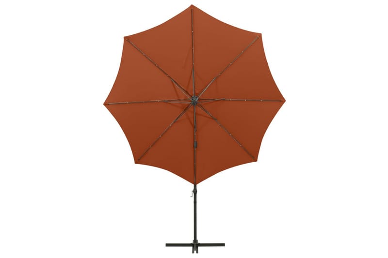 hængeparasol med stang + LED-lys 300 cm terrakotta - Havemøbler - Solafskærmning - Parasoller