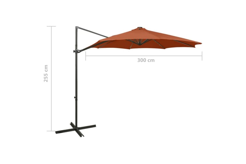 hængeparasol med stang + LED-lys 300 cm terrakotta - Havemøbler - Solafskærmning - Parasoller
