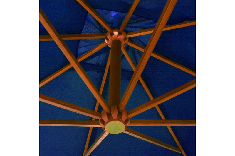 hængeparasol med stang 3x3 m massivt fyrretræ azurblå - Blå - Parasoller