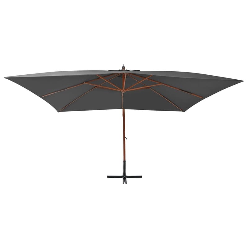Hængeparasol Med Træstang 400 X 300 Cm Antracitgrå - Grå - Havemøbler - Solafskærmning - Parasoller