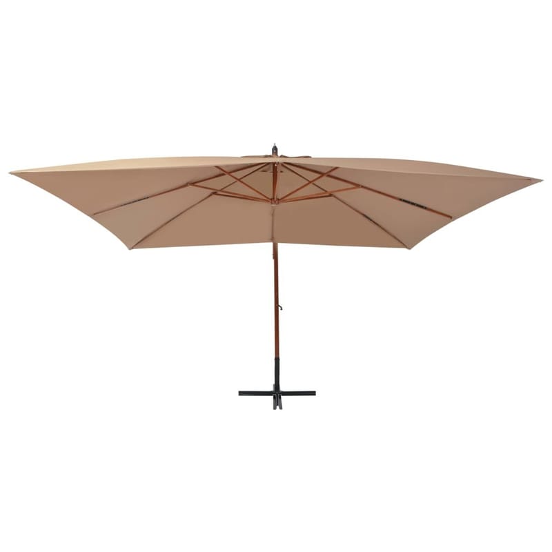 Hængeparasol Med Træstang 400 X 300 Cm Gråbrun - Brun - Havemøbler - Solafskærmning - Parasoller