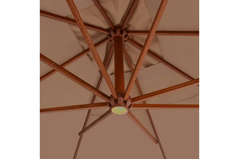 Hængeparasol Med Træstang 400 X 300 Cm Gråbrun - Brun - Havemøbler - Solafskærmning - Parasoller