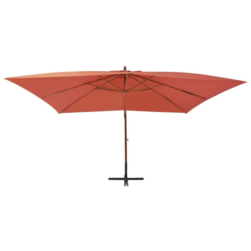 Hængeparasol Med Træstang 400 X 300 Cm Terracottafarvet - Orange - Havemøbler - Solafskærmning - Parasoller