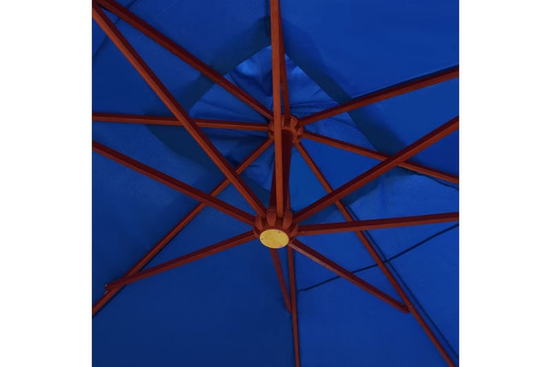 Hængeparasol Med Træstang 400x300 cm Blå - Blå - Parasoller