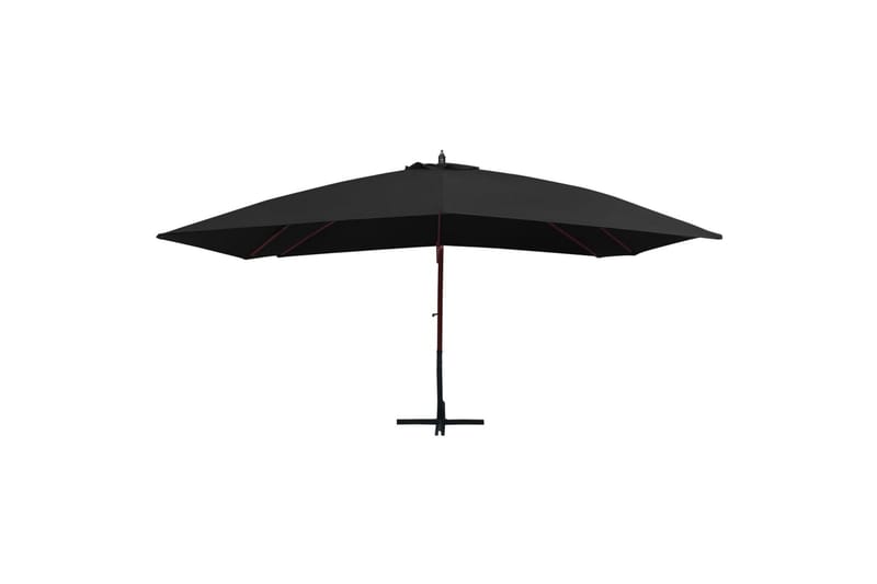 Hængeparasol med Træstang 400x300 cm Sort - Sort - Havemøbler - Solafskærmning - Parasoller