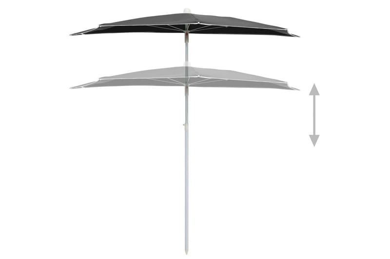 halv parasol med stang 180x90 cm antracitgrå - Antracit - Parasoller