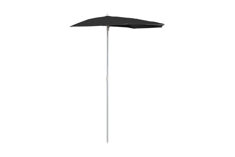 halv parasol med stang 180x90 cm sort - Sort - Parasoller