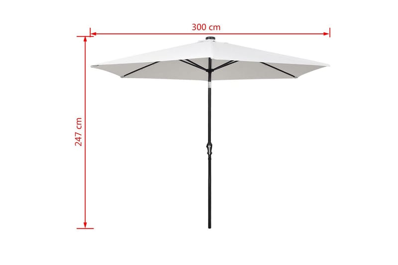 Led-Hængeparasol 3 M Sandhvid - Hvid - Havemøbler - Solafskærmning - Parasoller