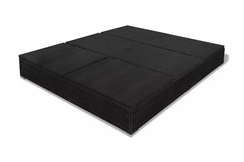 Loungeseng Med Parasol Polyrattan Sort - Sort - Havemøbler - Solafskærmning - Parasoller