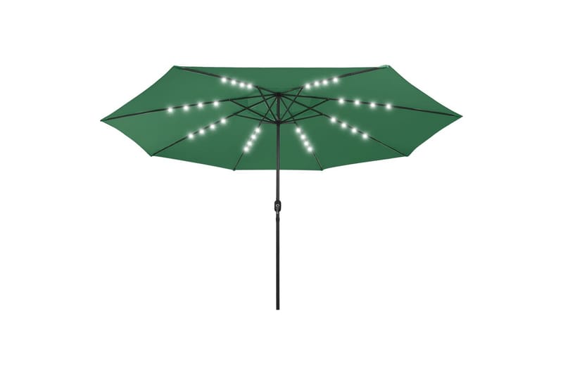 parasol m. LED-lys + metalstang 400 cm grøn - Grøn - Havemøbler - Solafskærmning - Parasoller