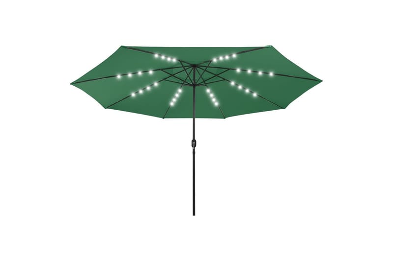 parasol m. LED-lys + metalstang 400 cm grøn - Grøn - Parasoller