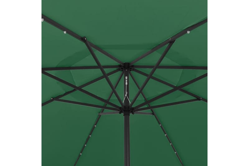 parasol m. LED-lys + metalstang 400 cm grøn - Grøn - Havemøbler - Solafskærmning - Parasoller