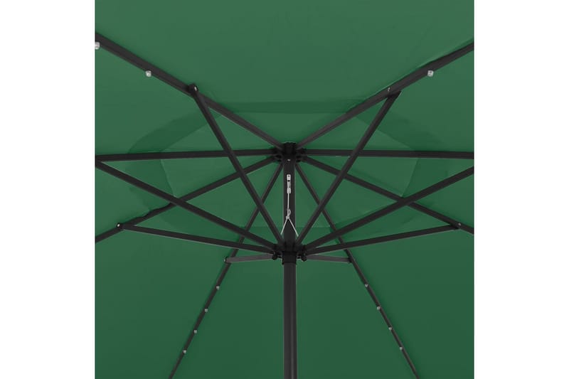 parasol m. LED-lys + metalstang 400 cm grøn - Grøn - Parasoller