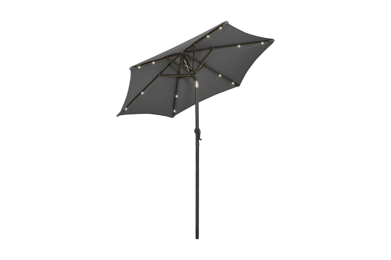 parasol med LED-lys 200x211 cm aluminium antracitgrå - Antracit - Havemøbler - Solafskærmning - Parasoller