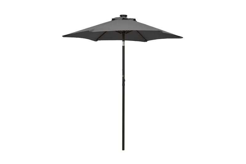 parasol med LED-lys 200x211 cm aluminium antracitgrå - Antracit - Havemøbler - Solafskærmning - Parasoller