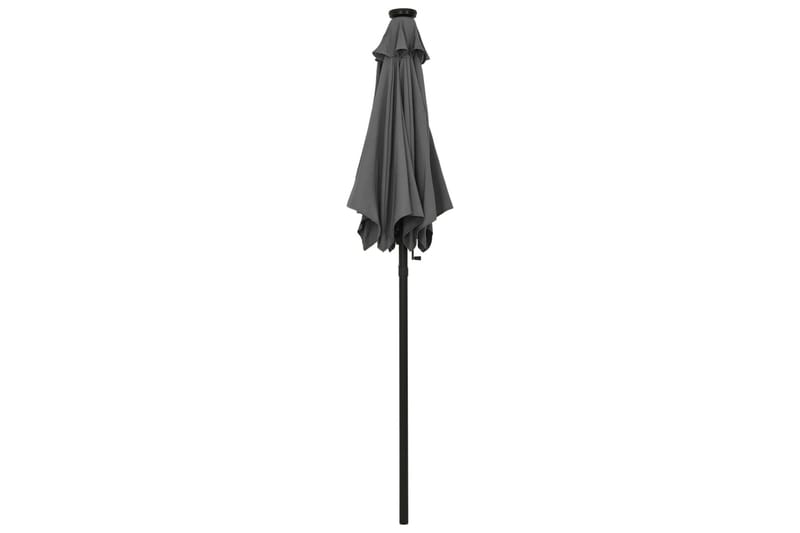 parasol med LED-lys 200x211 cm aluminium antracitgrå - Antracit - Havemøbler - Solafskærmning - Parasoller