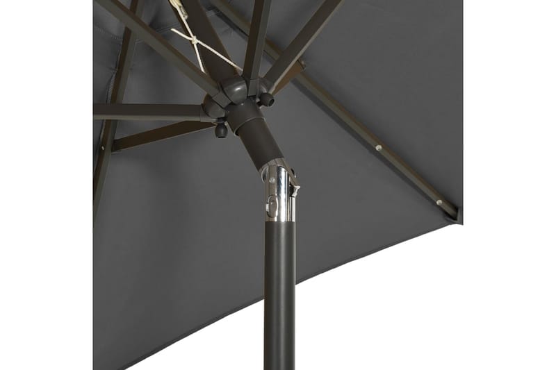parasol med LED-lys 200x211 cm aluminium antracitgrå - Antracit - Havemøbler - Solafskærmning - Parasoller