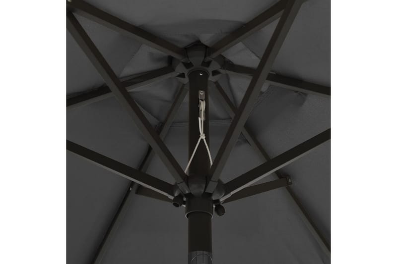 parasol med LED-lys 200x211 cm aluminium antracitgrå - Antracit - Havemøbler - Solafskærmning - Parasoller