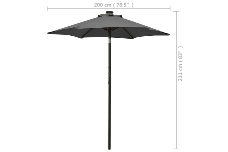parasol med LED-lys 200x211 cm aluminium antracitgrå - Antracit - Havemøbler - Solafskærmning - Parasoller