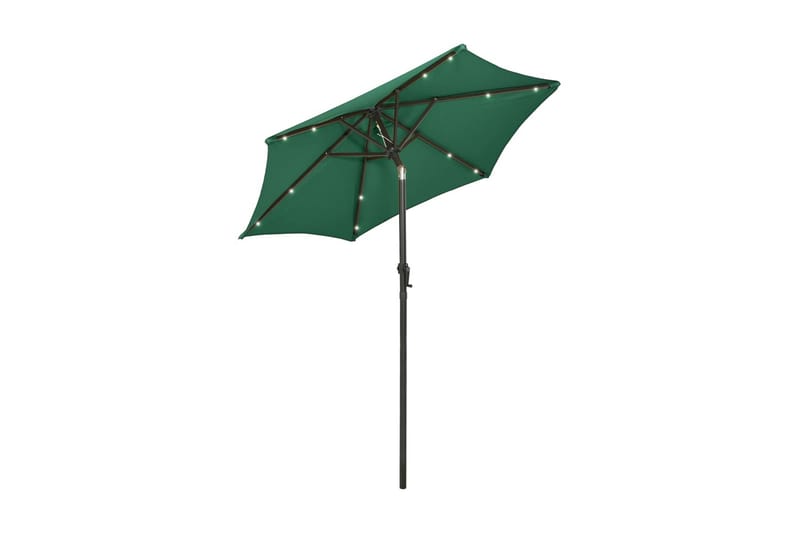 parasol med LED-lys 200x211 cm aluminium grøn - Grøn - Havemøbler - Solafskærmning - Parasoller
