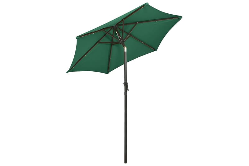 parasol med LED-lys 200x211 cm aluminium grøn - Grøn - Havemøbler - Solafskærmning - Parasoller
