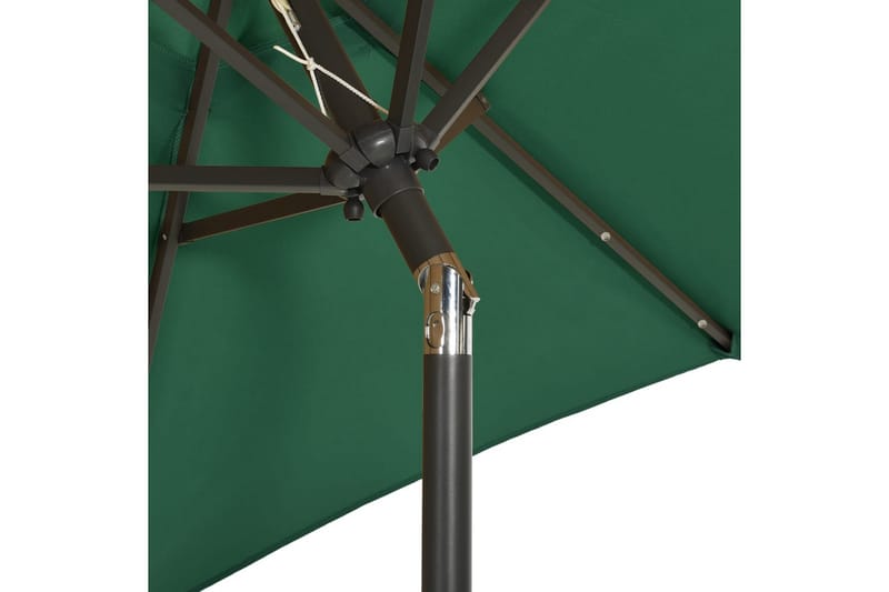 parasol med LED-lys 200x211 cm aluminium grøn - Grøn - Havemøbler - Solafskærmning - Parasoller