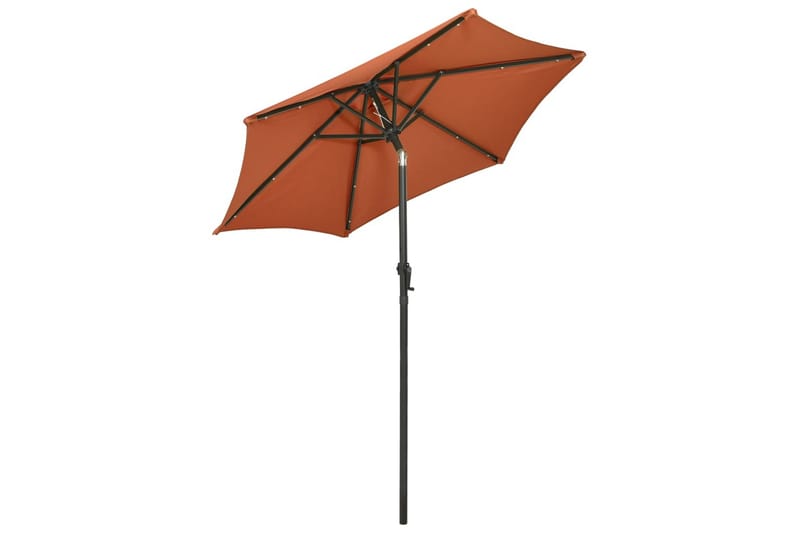 parasol med LED-lys 200x211 cm aluminium terrakotta - Havemøbler - Solafskærmning - Parasoller