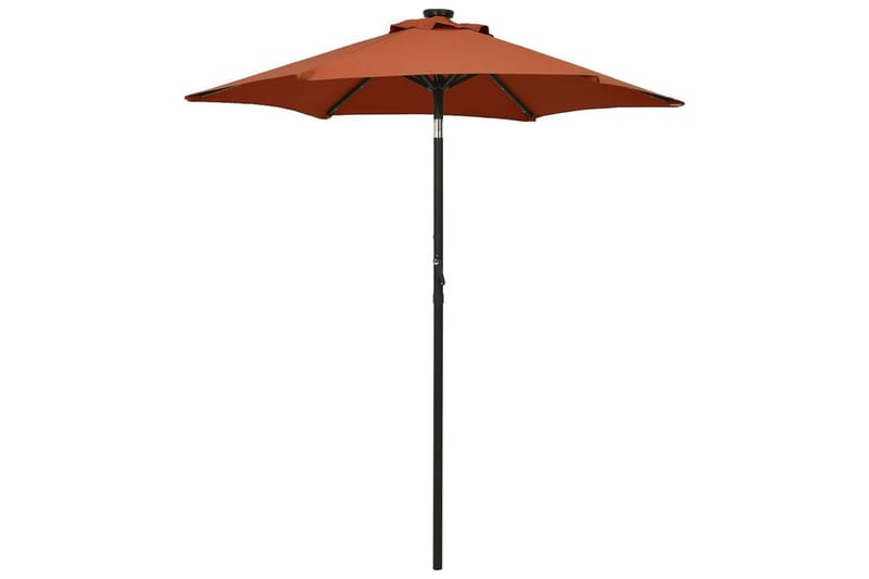 parasol med LED-lys 200x211 cm aluminium terrakotta - Havemøbler - Solafskærmning - Parasoller