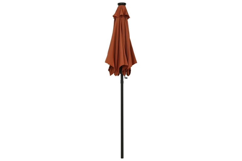 parasol med LED-lys 200x211 cm aluminium terrakotta - Havemøbler - Solafskærmning - Parasoller