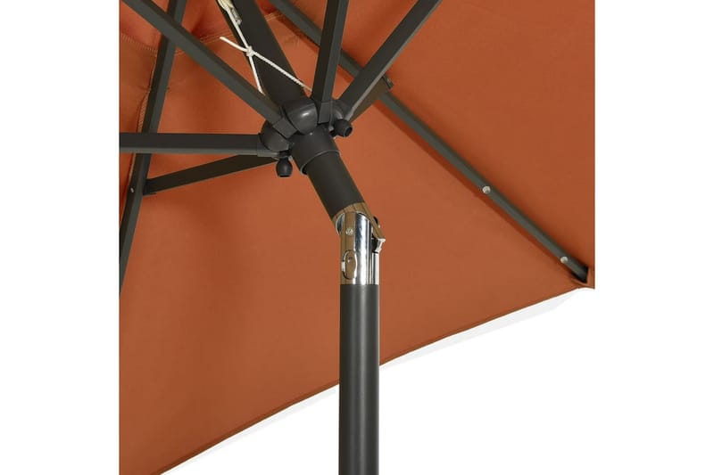 parasol med LED-lys 200x211 cm aluminium terrakotta - Havemøbler - Solafskærmning - Parasoller