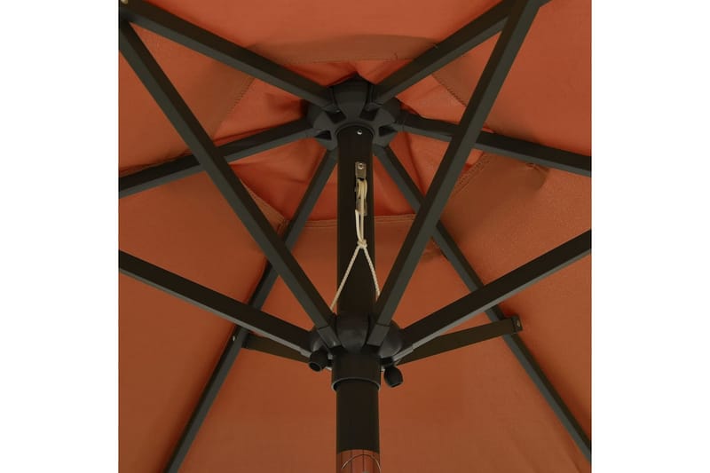 parasol med LED-lys 200x211 cm aluminium terrakotta - Havemøbler - Solafskærmning - Parasoller