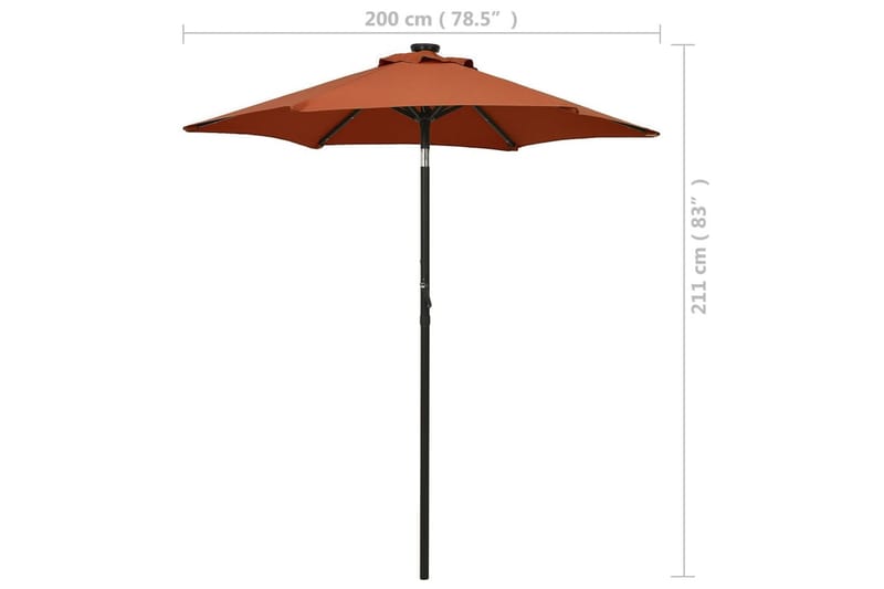 parasol med LED-lys 200x211 cm aluminium terrakotta - Havemøbler - Solafskærmning - Parasoller