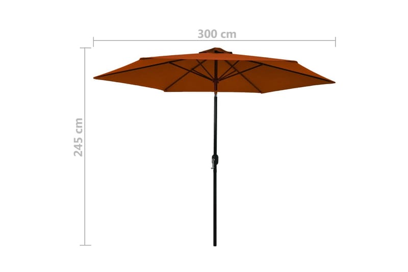 parasol med metalstang 300 cm terracotta - Rød - Havemøbler - Solafskærmning - Parasoller