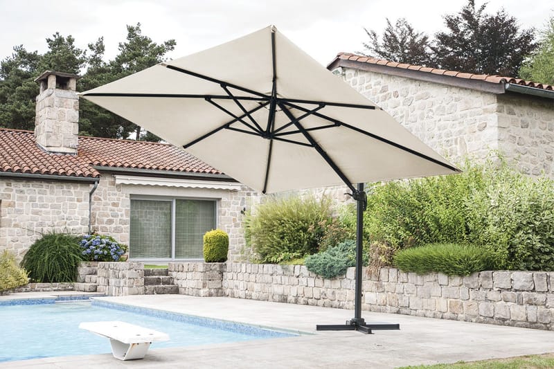 Miami Parasol Fritstående 3×3 m - Sand - Havemøbler - Solafskærmning - Parasoller - Hængeparasol