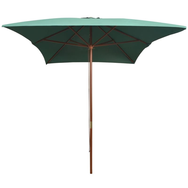 Parasol 200 X 300 Cm Træstang Grøn - Grøn - Parasoller