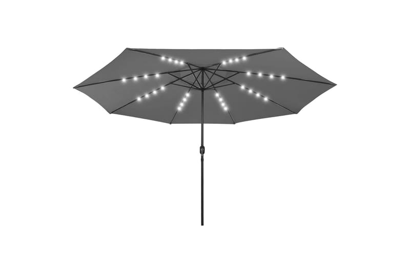 parasol m. LED-lys + metalstang 400 cm antracitgrå - Antracit - Parasoller