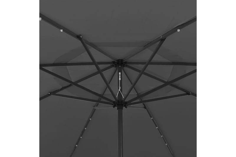 parasol m. LED-lys + metalstang 400 cm antracitgrå - Antracit - Parasoller