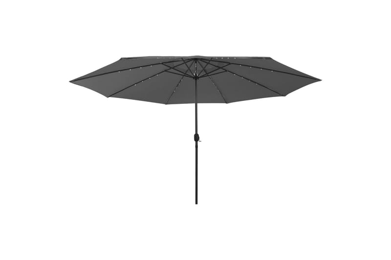 parasol m. LED-lys + metalstang 400 cm antracitgrå - Antracit - Parasoller