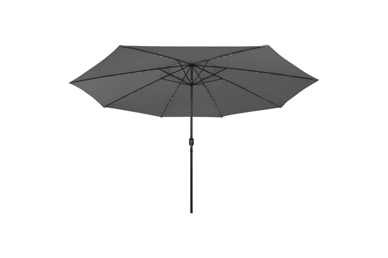 parasol m. LED-lys + metalstang 400 cm antracitgrå - Antracit - Parasoller