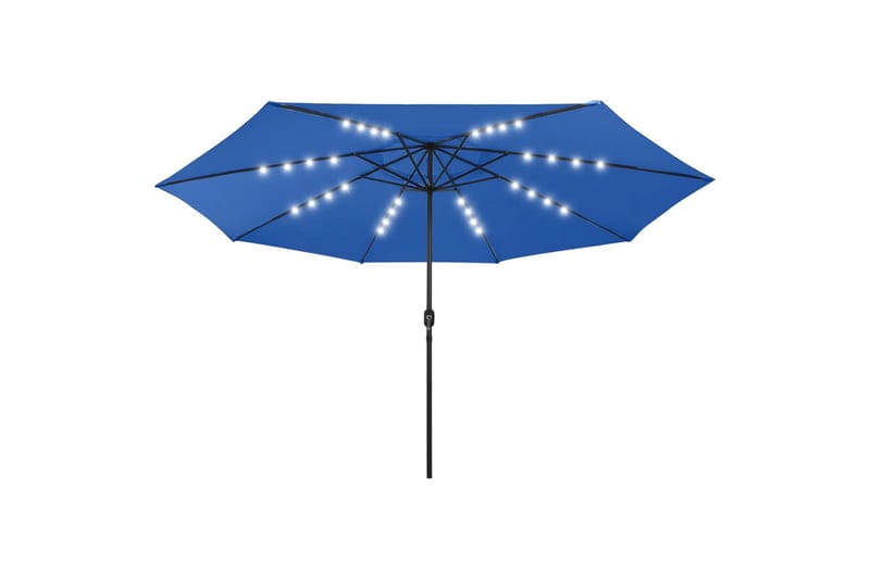 parasol m. LED-lys + metalstang 400 cm azurblå - Blå - Havemøbler - Solafskærmning - Parasoller