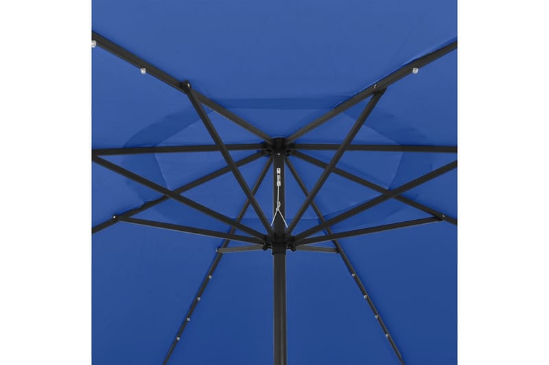 parasol m. LED-lys + metalstang 400 cm azurblå - Blå - Havemøbler - Solafskærmning - Parasoller