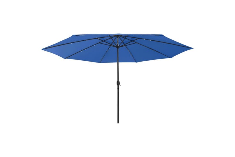 parasol m. LED-lys + metalstang 400 cm azurblå - Blå - Havemøbler - Solafskærmning - Parasoller