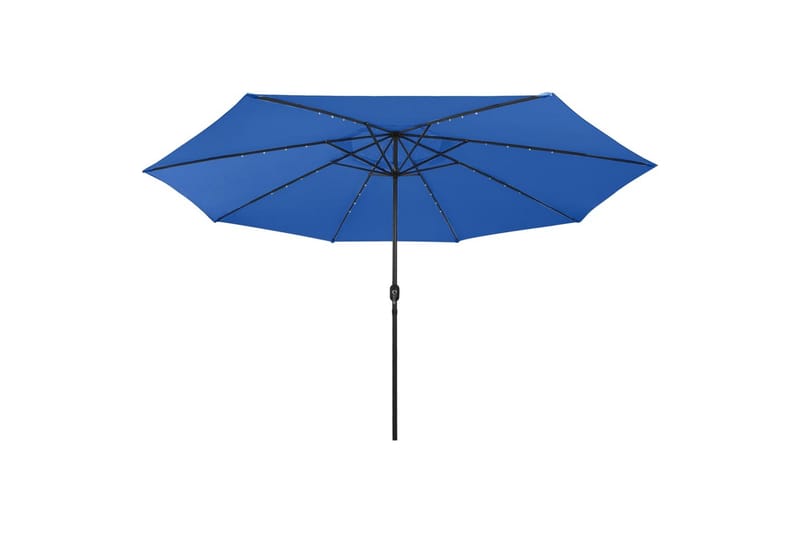 parasol m. LED-lys + metalstang 400 cm azurblå - Blå - Havemøbler - Solafskærmning - Parasoller
