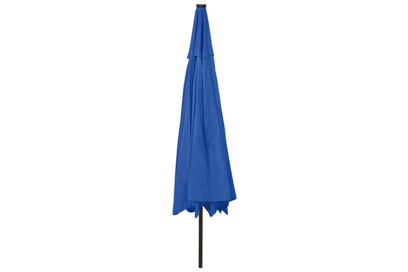 parasol m. LED-lys + metalstang 400 cm azurblå - Blå - Havemøbler - Solafskærmning - Parasoller