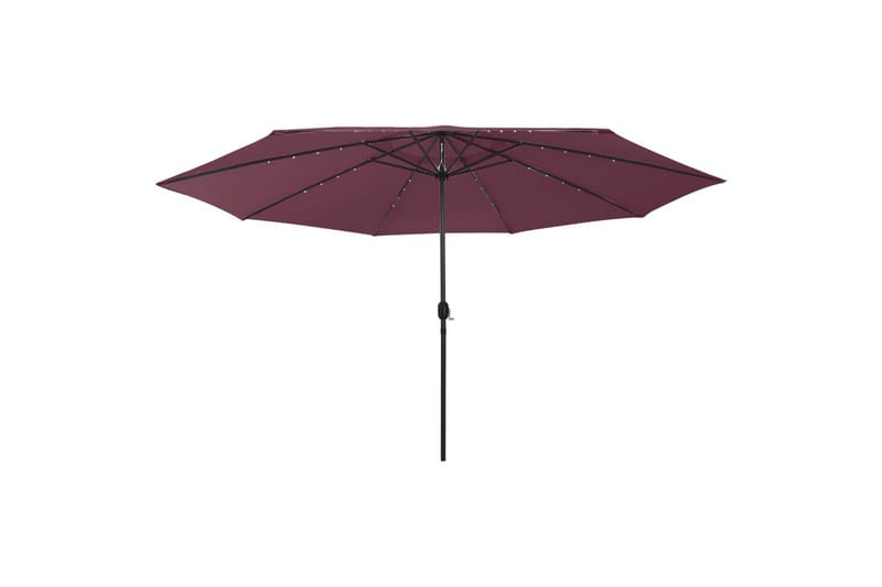 parasol m. LED-lys + metalstang 400 cm bordeauxfarvet - Rød - Parasoller