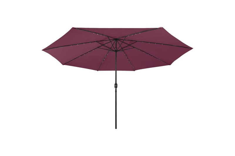 parasol m. LED-lys + metalstang 400 cm bordeauxfarvet - Rød - Parasoller
