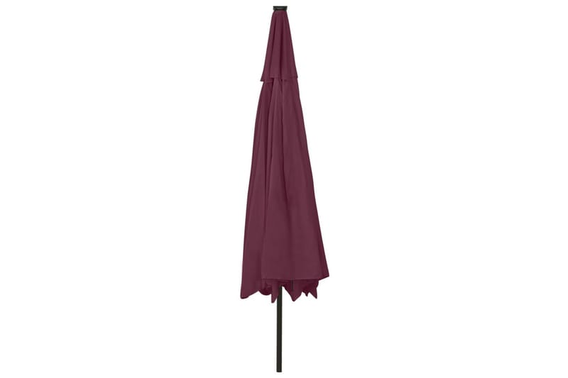 parasol m. LED-lys + metalstang 400 cm bordeauxfarvet - Rød - Havemøbler - Solafskærmning - Parasoller